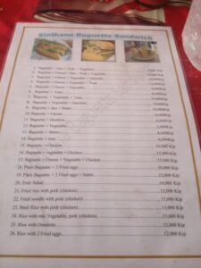 Sinthana Baguette Sandwich menu